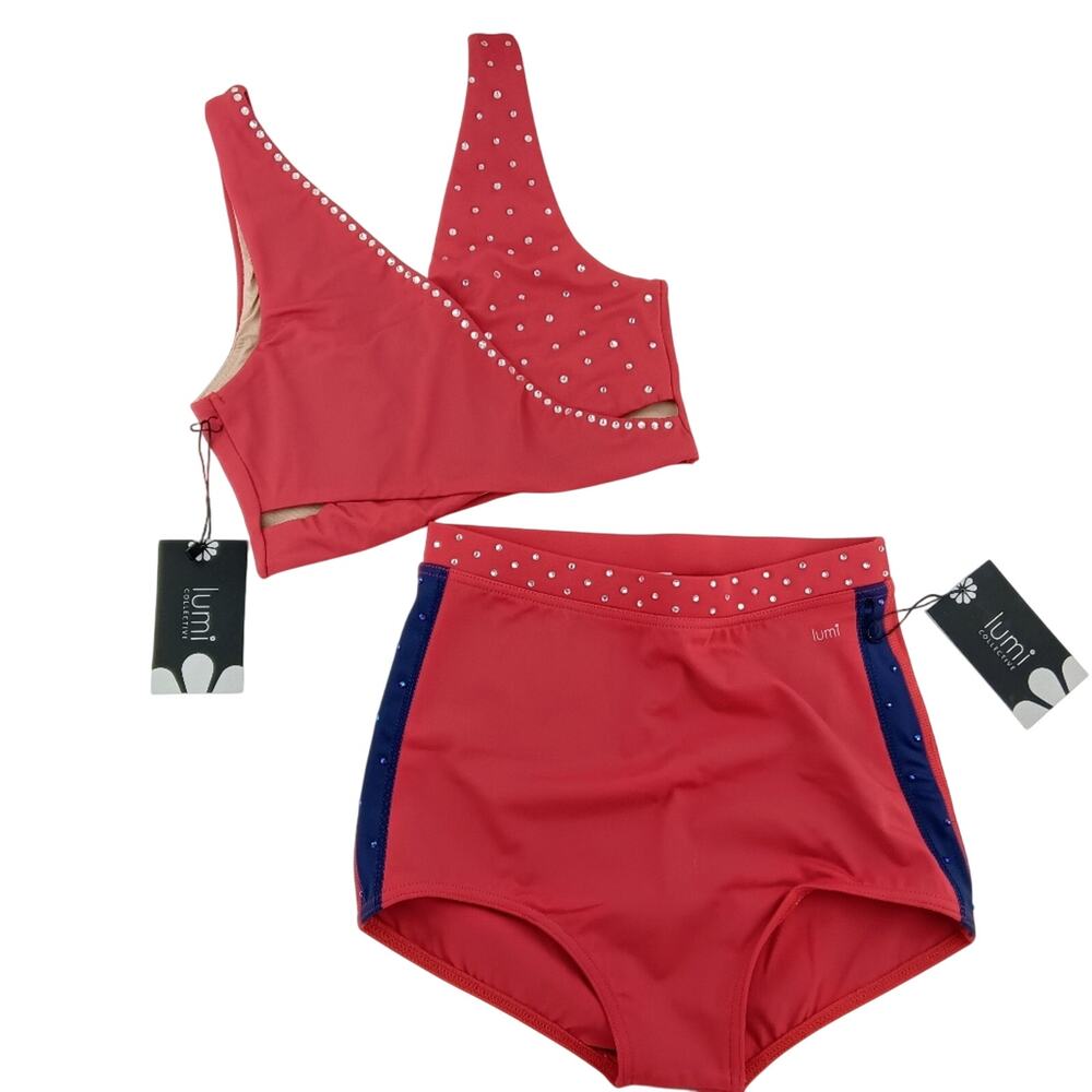Audition Outfit Pro Cheer Dance NFL NBA Red Navy Custom Rhinestone